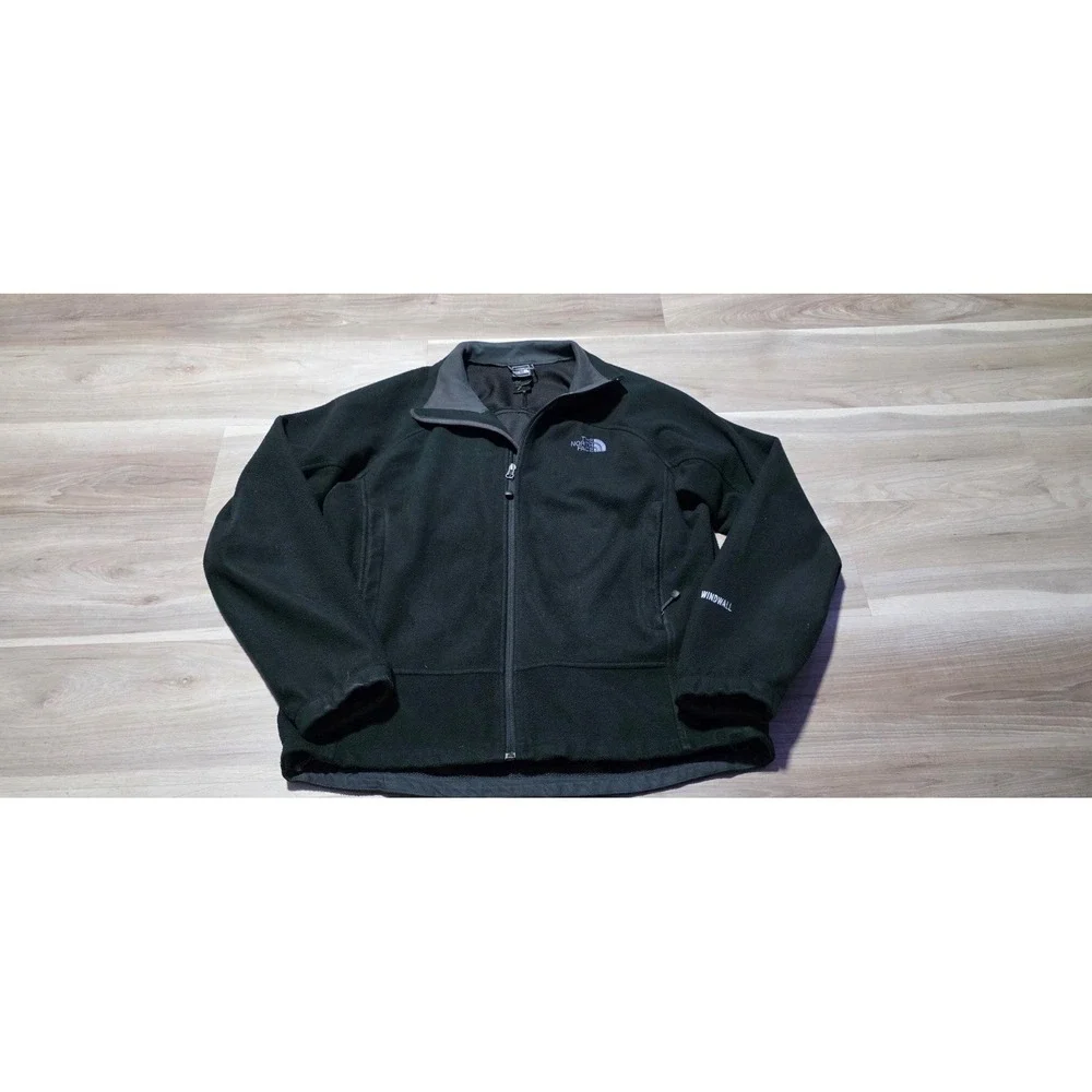 The North Face WindWall Fleece Jacket Mens XL Black Full Zip Windproof Coat Hike